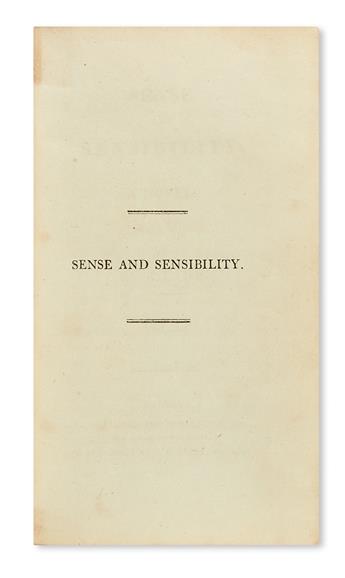 AUSTEN, JANE. Sense and Sensibility: A Novel. In Three Volumes.